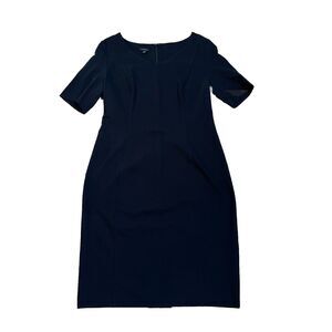 Talbots Ponte Knit Short Sleeve Sheath Dress Womens Size 10 Black Career Office